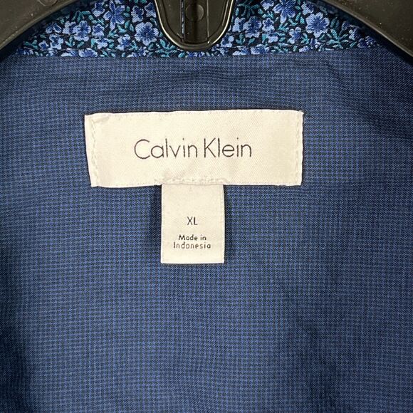 CALVIN KLEIN SHIRT MENS XL BLUE PARTY DANCE CLUB‎ BUTTON-FRONT LONG-SLEEVE - Picture 7 of 13